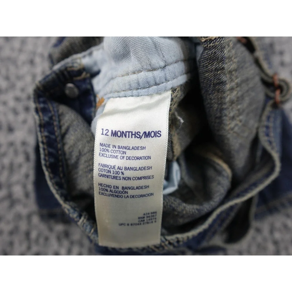 OshKosh B'gosh Denim Overalls Baby 12M Blue Good Vestbak Carpenter Bibs